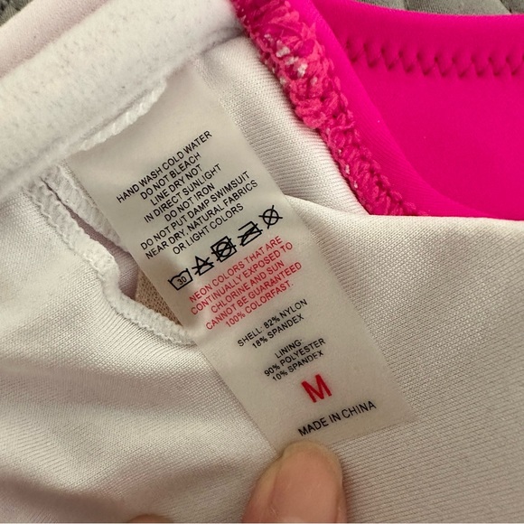 NWOT One Shoulder Bikini Top with Cutout (Neon Rose-Hot Pink) - Picture 10 of 12